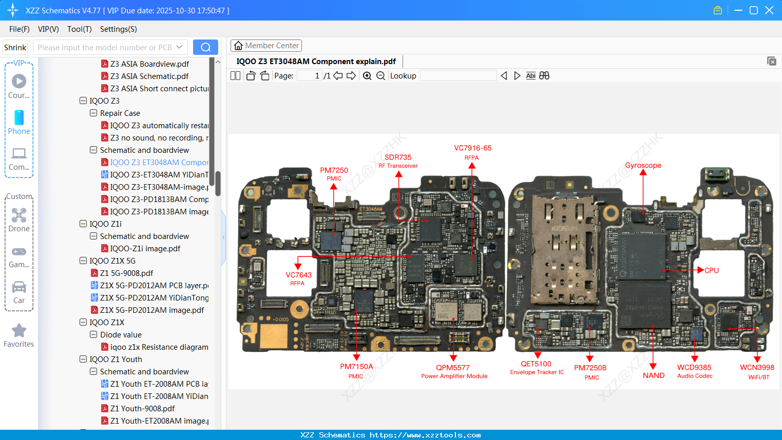 VIVO IQOO Z3 ET3048AM Component Explain